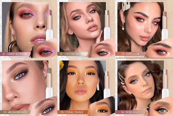 6 Pcs Instant Glow 2-in-1 Eyeshadow Stick, Perfect Makeup