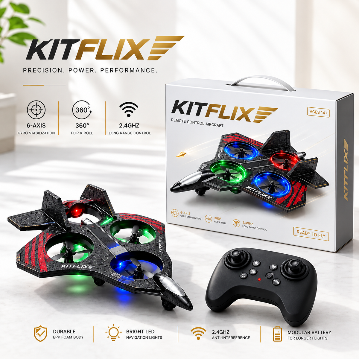 Kitflix™ RC Fighter Jet