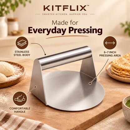 Kitflix™ RotiPress - Stainless Steel Roti & Puri Dough Press