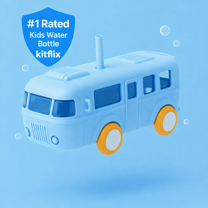 Cute Bus Shape Water Bottle with Straw for Kids| High Quality