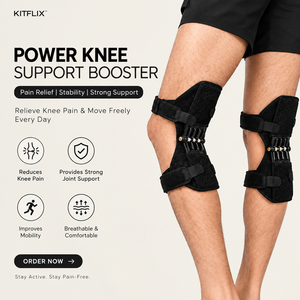Kitflix™ KneeFlex Pro | Advanced Knee Support & Stability Brace (1 Pair)