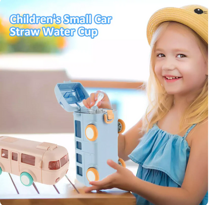 Cute Bus Shape Water Bottle with Straw for Kids| High Quality