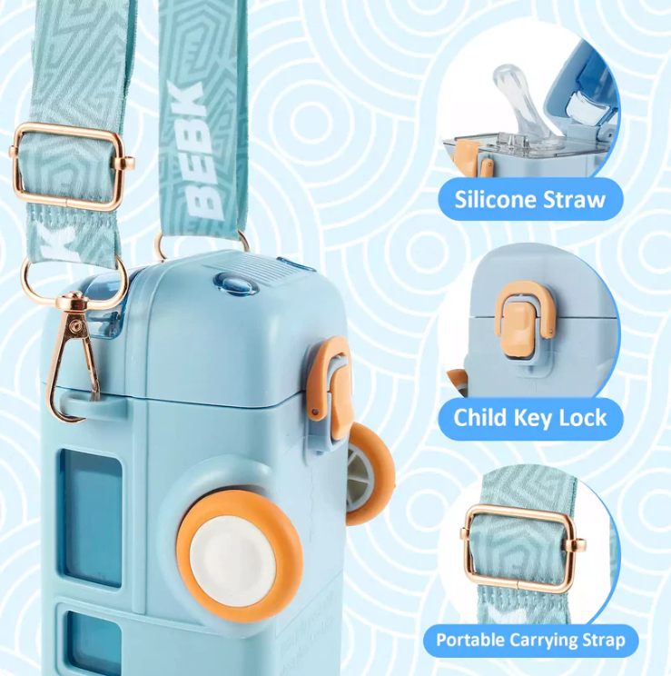 Cute Bus Shape Water Bottle with Straw for Kids| High Quality