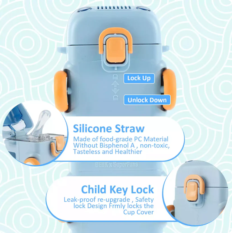 Cute Bus Shape Water Bottle with Straw for Kids| High Quality