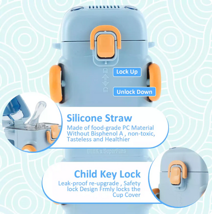 Cute Bus Shape Water Bottle with Straw for Kids| High Quality