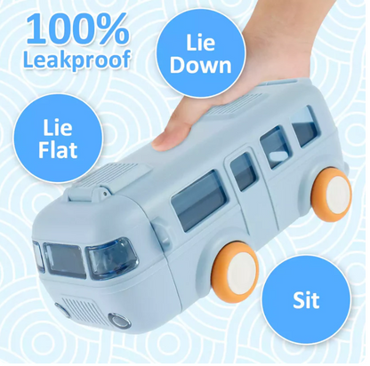 Cute Bus Shape Water Bottle with Straw for Kids| High Quality