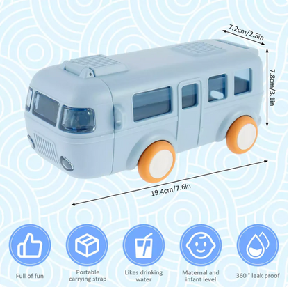 Cute Bus Shape Water Bottle with Straw for Kids| High Quality