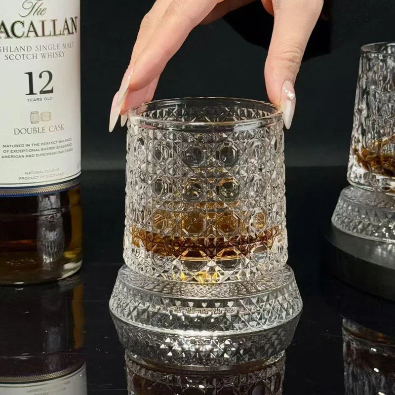Premium Rotating Base Whiskey Glass
