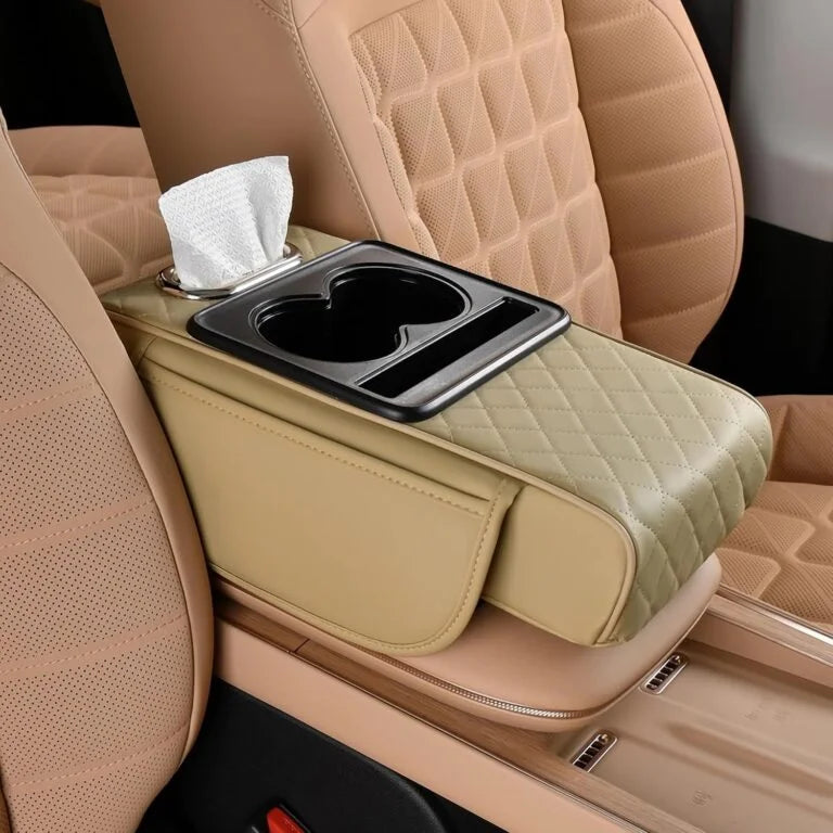 Leather 5 in 1 Armrest CONSOLE CUSHION Cover for Car - UNIVERSAL FIT FOR ALL CARS