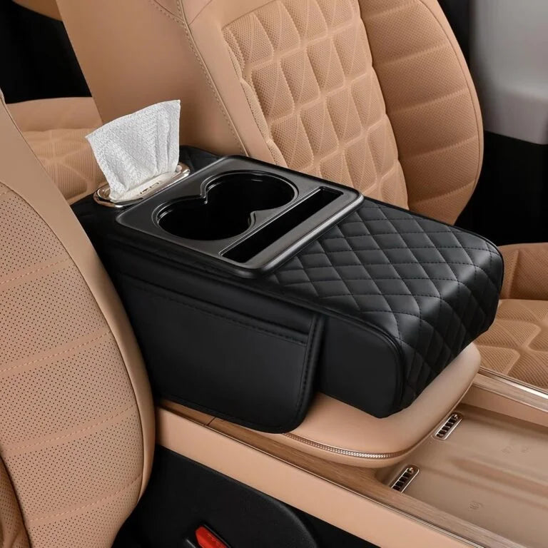 Leather 5 in 1 Armrest CONSOLE CUSHION Cover for Car - UNIVERSAL FIT FOR ALL CARS