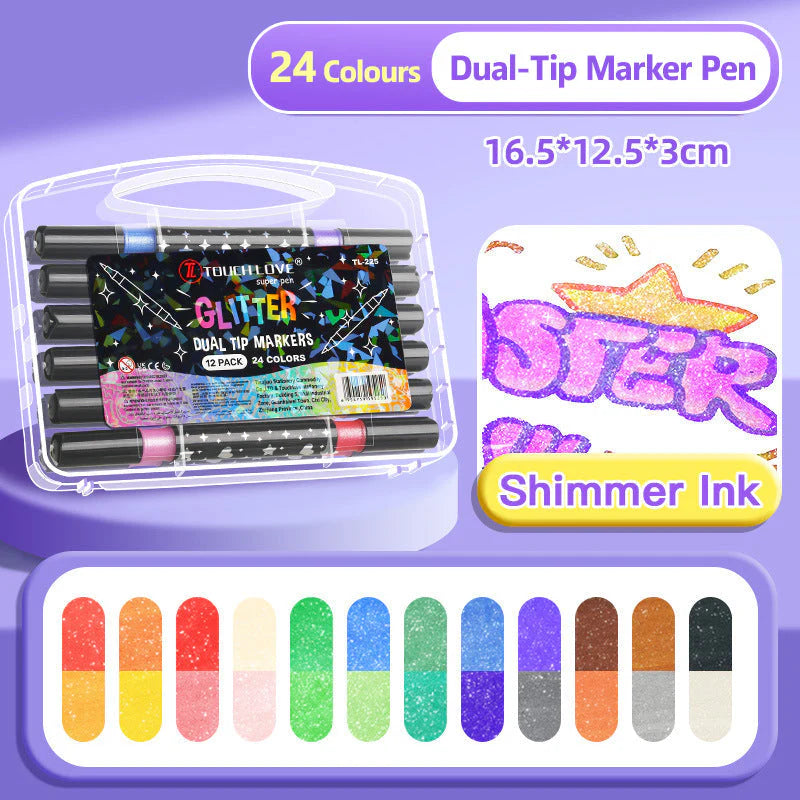 Dual-Tip Glitter Marker Pen
