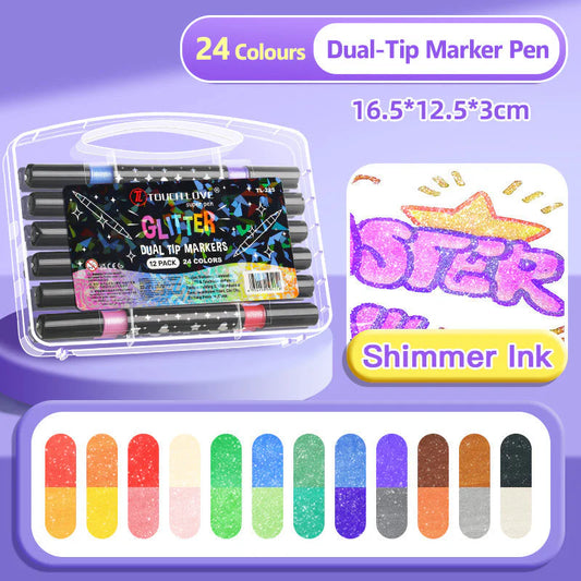 Dual-Tip Glitter Marker Pen
