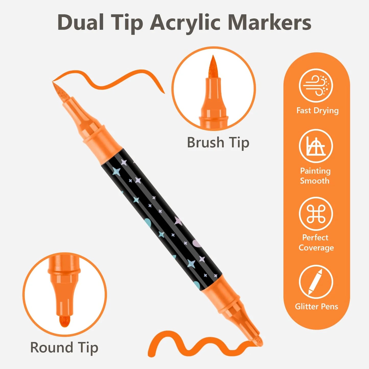 Dual-Tip Glitter Marker Pen